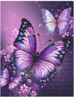 Beautiful Purple Butterfly Art Building Block Puzzle Personalized Building Bricks for Adults Square Shaped DIY Brick Block Puzzles Valentine's Day Gifts for Home Decor Brick Puzzle