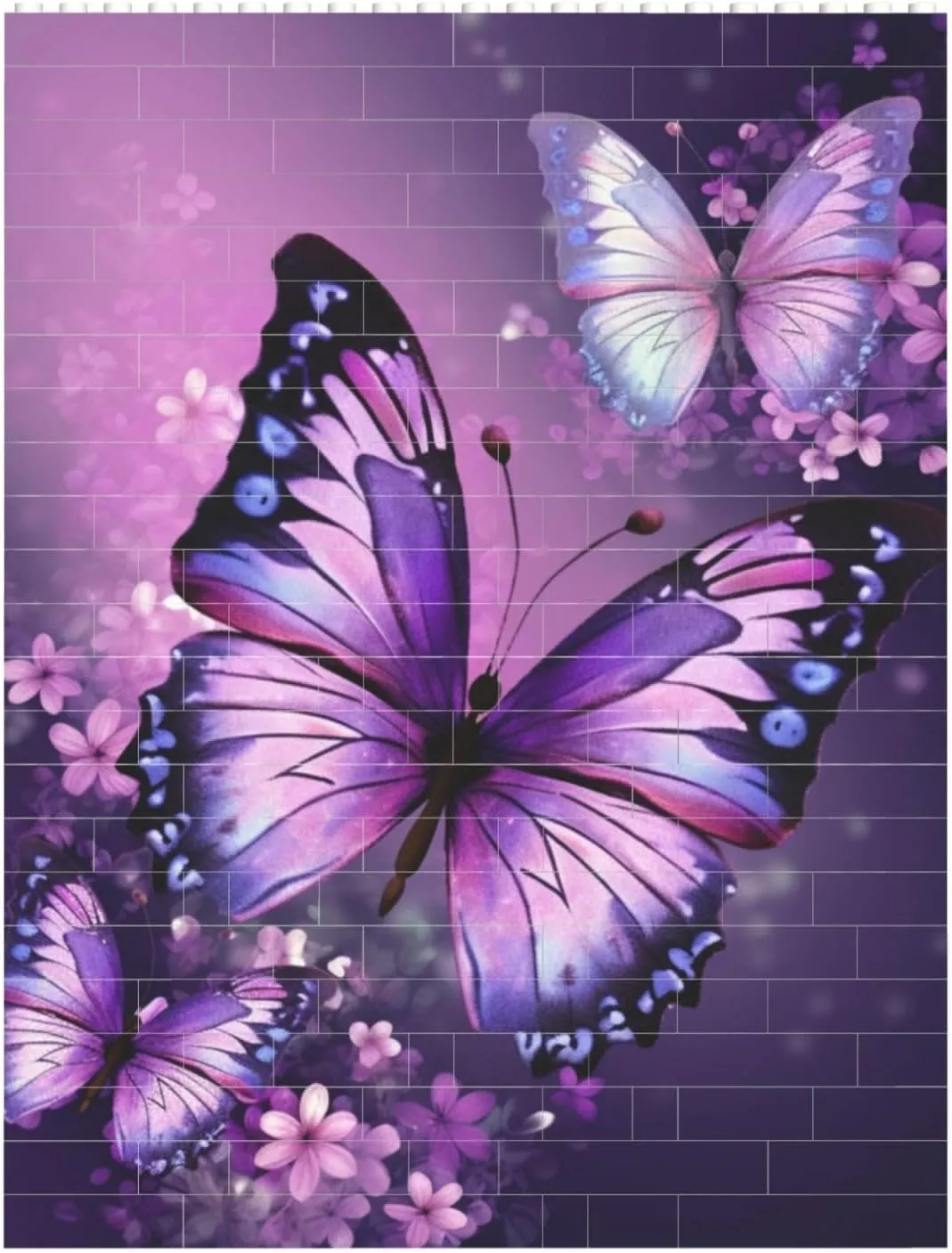 Beautiful Purple Butterfly Art Building Block Puzzle Personalized Building Bricks for Adults Square Shaped DIY Brick Block Puzzles Valentine's Day Gifts for Home Decor Brick Puzzle