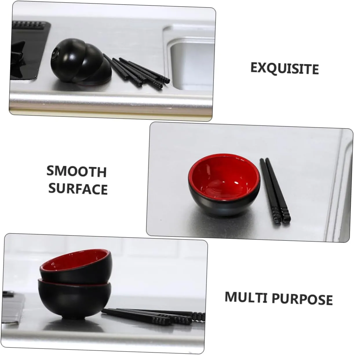 BESPORTBLE 6 Sets Realistic Miniature Toy Creative Mini Bowl and Chopsticks Set Miniature Tableware Craft