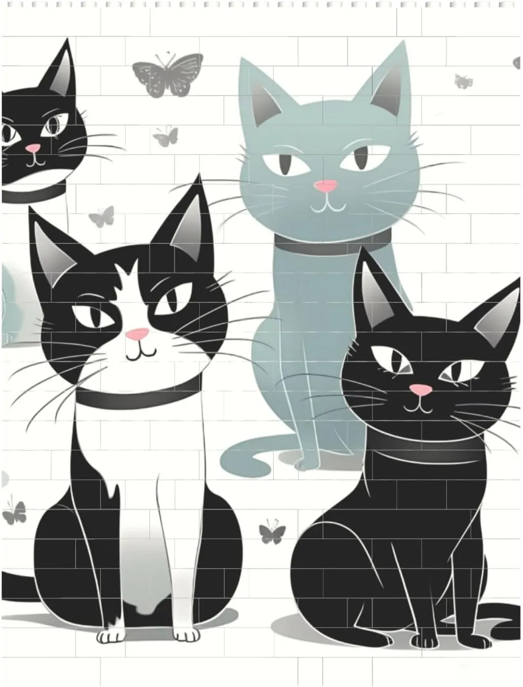 Black and White Cats Building Block Puzzle Personalized Building Bricks for Adults Square Shaped DIY Brick Block Puzzles Valentine's Day Gifts for Home Decor Brick Puzzle