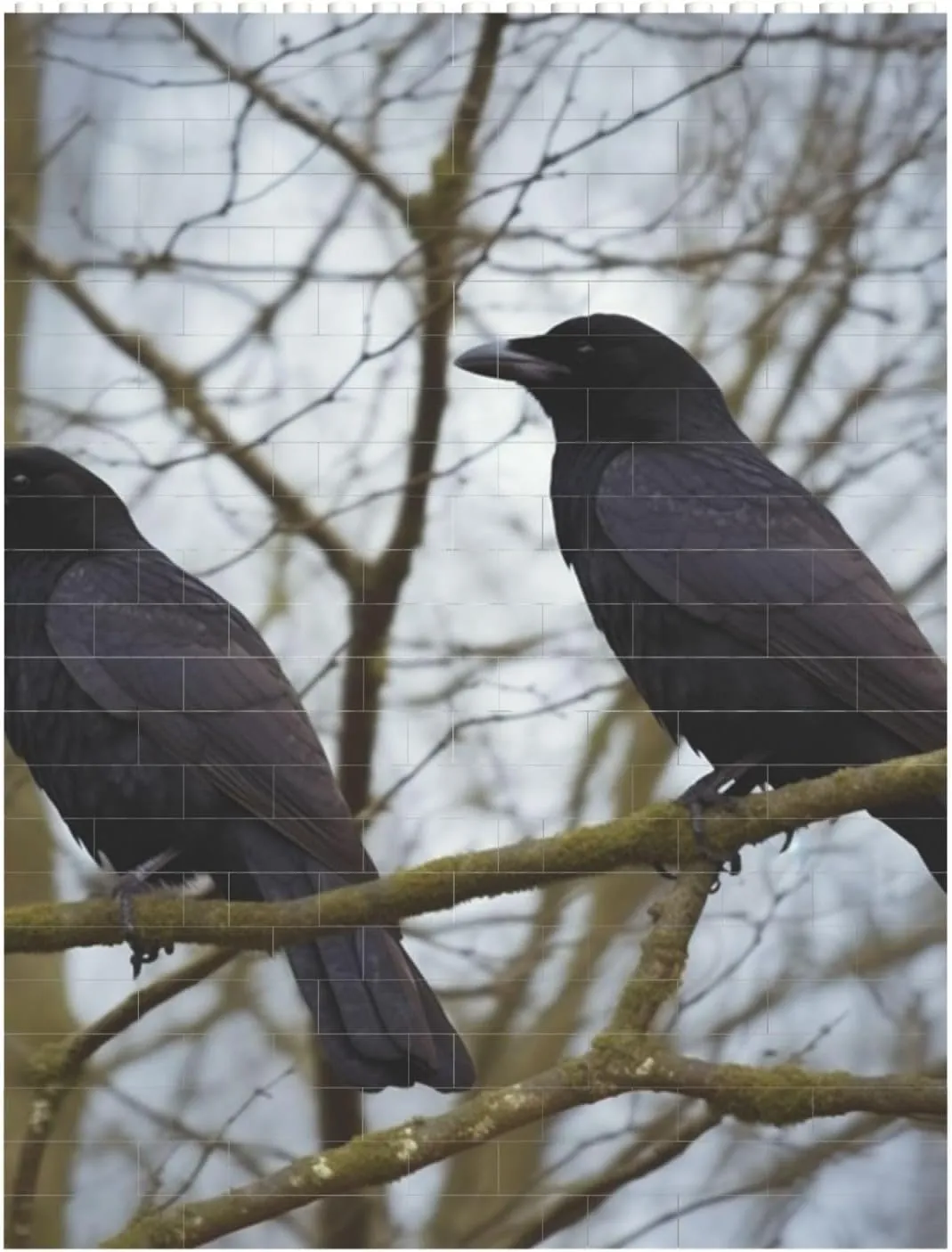 Black Crow Birds Building Block Puzzle Personalized Building Bricks for Adults Square Shaped DIY Brick Block Puzzles Valentine's Day Gifts for Home Decor Brick Puzzle