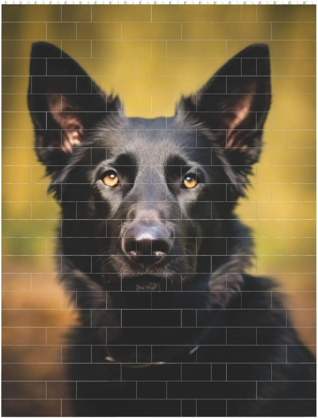 Black German Shepherd Dog Building Block Puzzle Personalized Building Bricks for Adults Square Shaped DIY Brick Block Puzzles Valentine's Day Gifts for Home Decor Brick Puzzle
