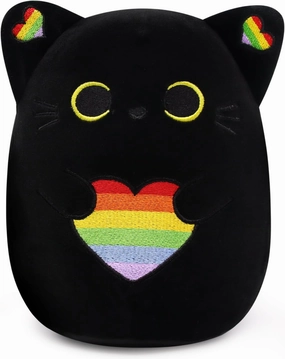 Black Cat Plush,Cute Rainbow Pride Plush Black Cat Stuffed Animal for Home Party Pride Decorations,Soft Rainbow Kitten Stuffed Toys Pride Gifts for Kids Boyfriends Girlfriends
