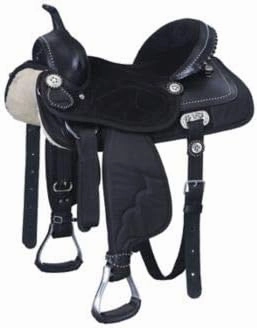 BNB International Classic Western Barrel Racing Handmade Synthetic Cordura Horse Saddle Lightweight Barrel Racing Saddle Trail Tack Equestrian Horse Saddle Tack Size 10" to 18" inches Seat SB56