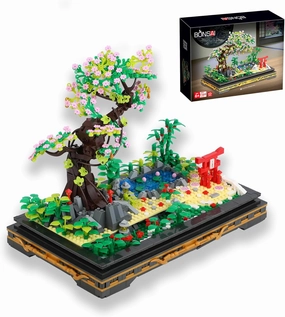 Bonsai Tree Building Sets，Japanese Style Cherry Blossom Tree Mini Building Blocks(1469PCS), Including Garden, Plants，Animal，Pond，Meaningful Gift for 6 7 8 9 11  Kids and Adults…
