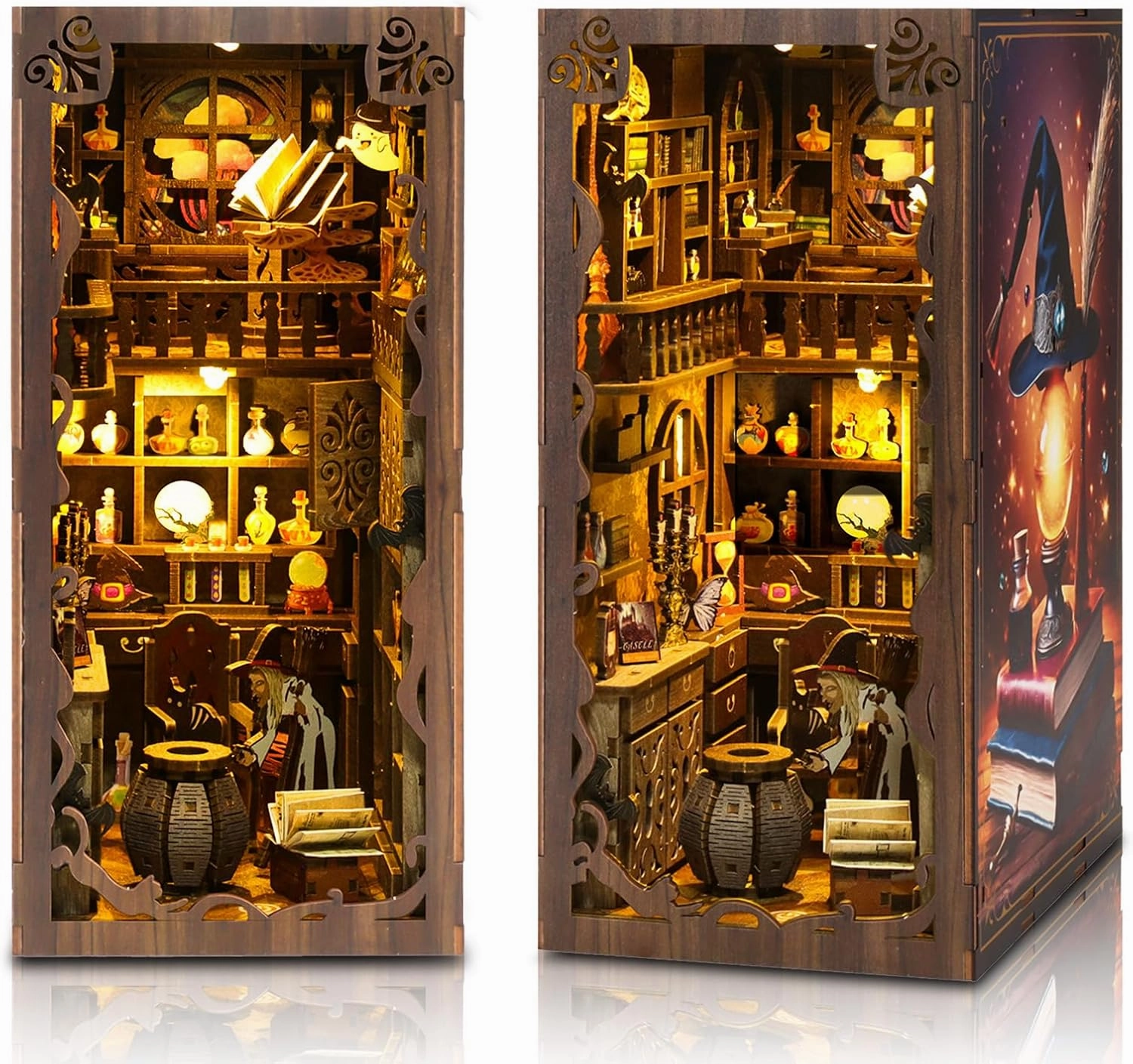 Book Nook Kit - DIY Miniature Book Nook Kits for Adults, and Teens with LED Light, Miniature Dollhouse Booknook Library Gifts for Friends, Family, Bookshelf Decor, etc. (Magic Book Nook)