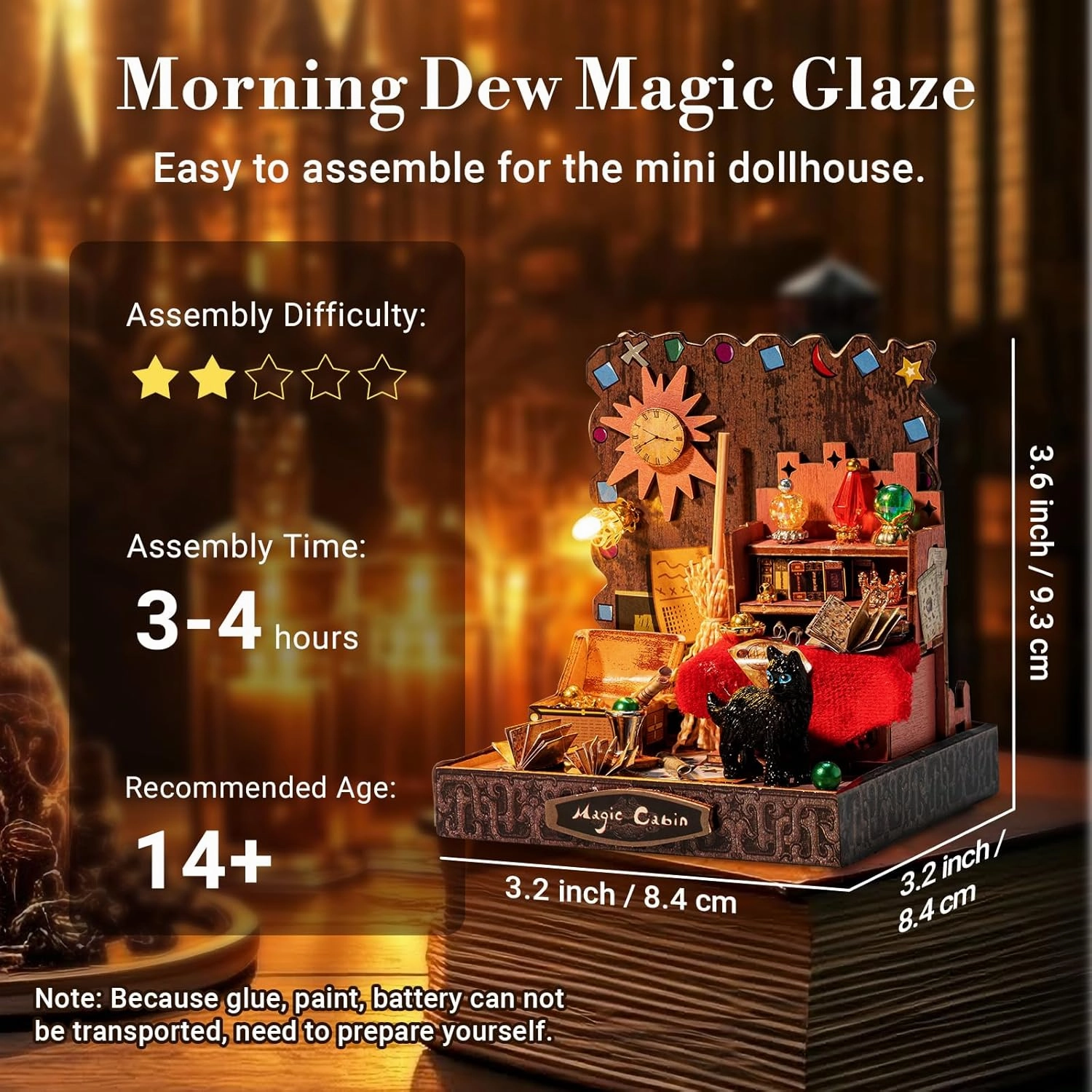 Book Nook Kit for Teens, 3D Puzzles for Adults Bookshelf Decor, Wooden Booknook with Sensor Light, DIY Kits for Adults Crafts, Christmas Birthday Gifts for Him (Mini Magic Cabin)