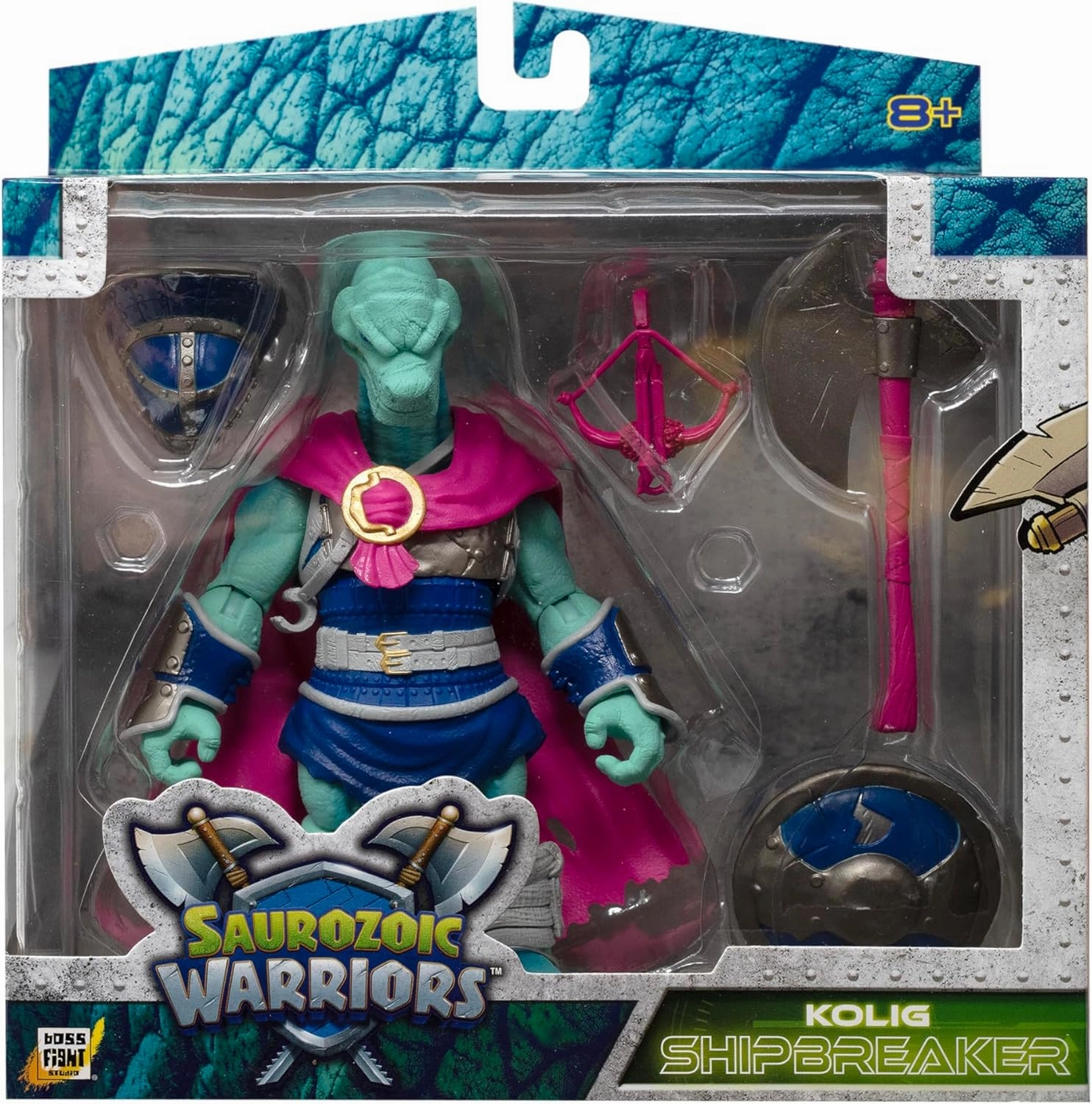 Boss Fight Studio Saurozoic Warrior Kolig Shipbreaker Brontosaurus VikingFuturistic, Armored Dinosaur Hero – Highly Articulated, Posable Collectible Action Figure with Accessories – 6 Inch Scale 1:12