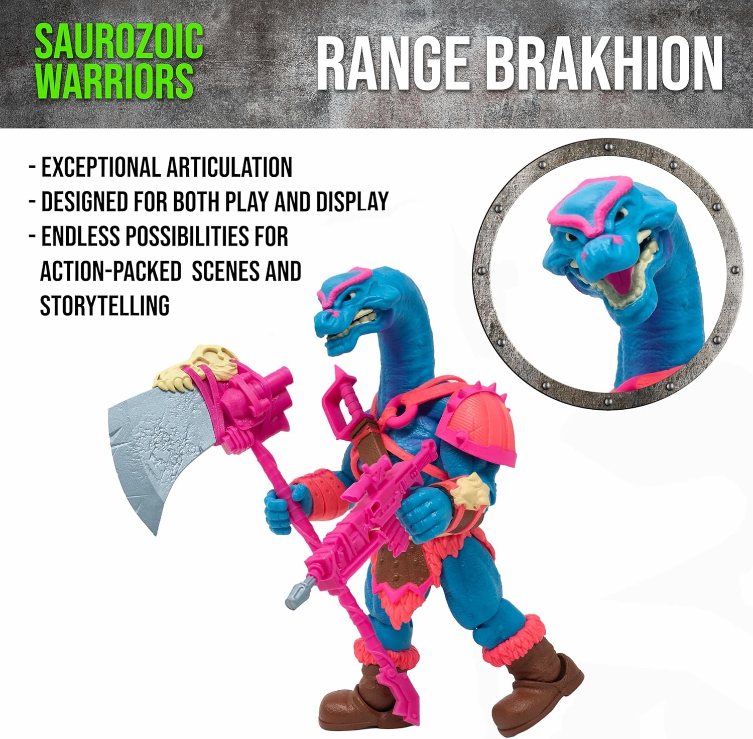 Boss Fight Studio Saurozoic Warrior Range Brakhion Futuristic, Armored Dinosaur Hero – Highly Articulated, Posable Collectible Action Figure with Full Range of Accessories – 6 Inch Scale 1:12, Ages 8 