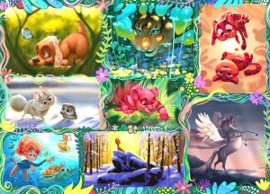 Brain Tree - Cute Animals 1000 Piece Puzzle for Adults - Unique Puzzles for Adults 1000 Pieces and up with Droplet Technology for Anti Glare & Soft Touch - 27.5”Lx19.5”W