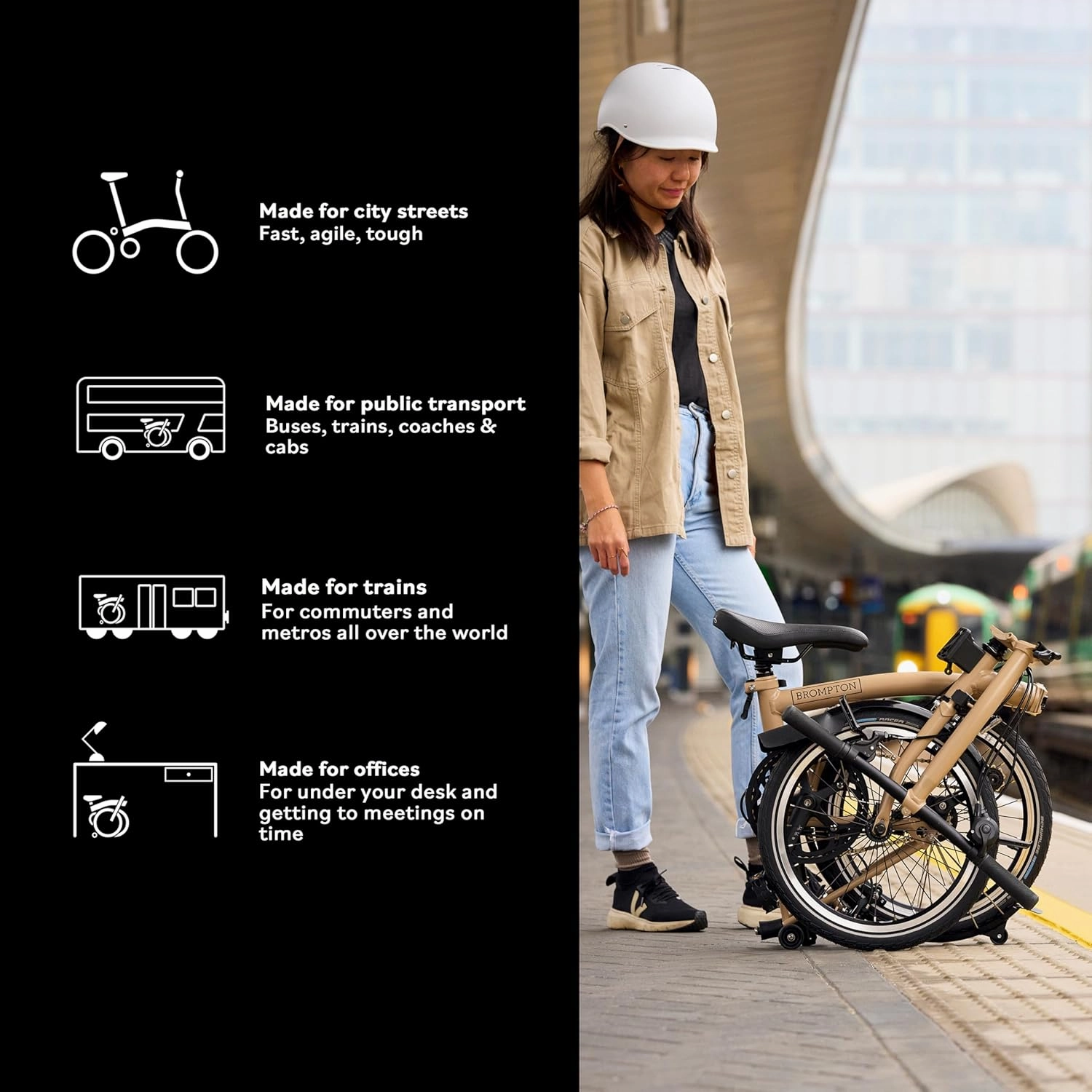 Brompton Folding Commuter Bike C Line 6-Speed | Compact, Lightweight, Urban Bike for Adults