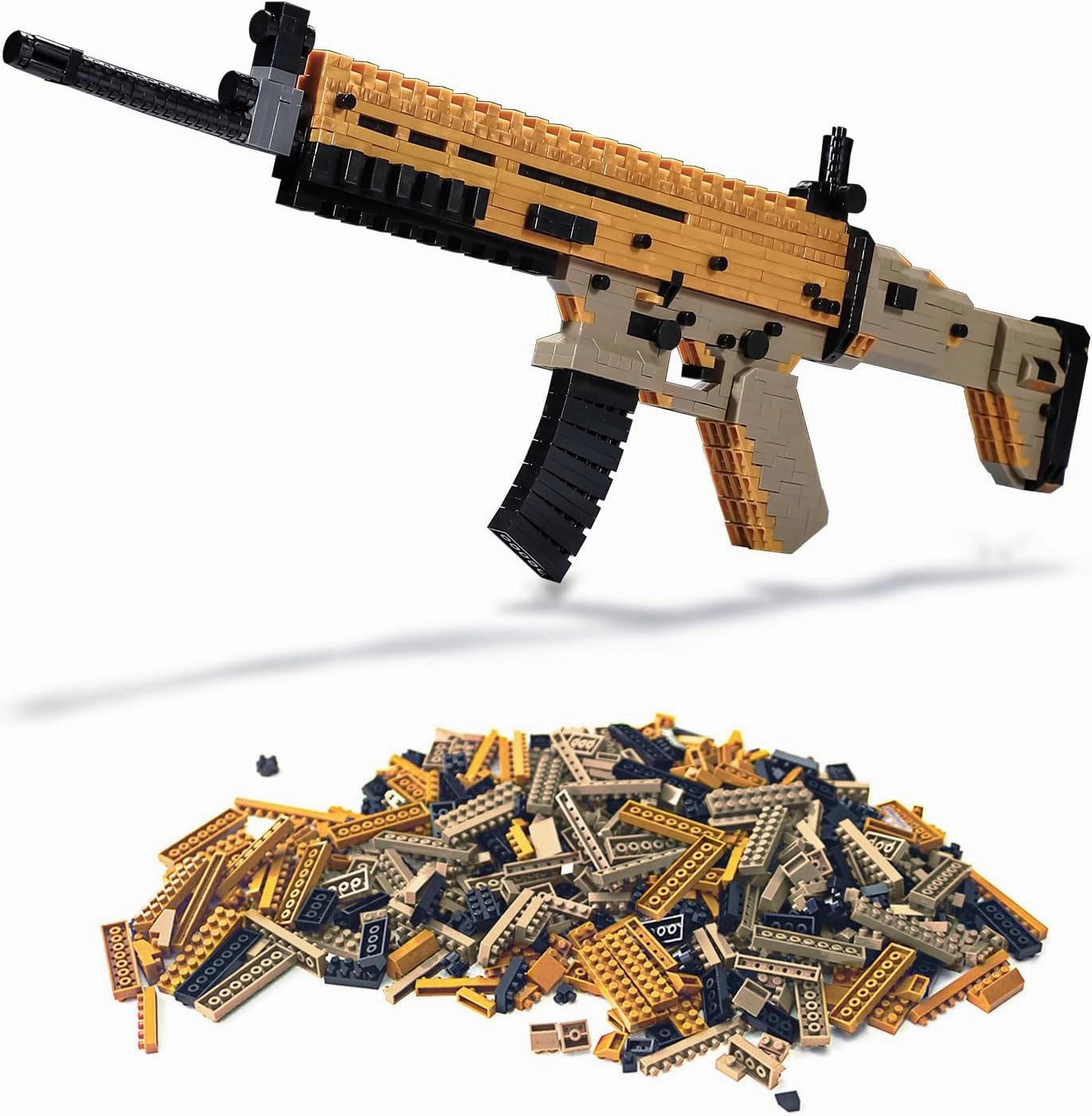 Building Blocks Gun Set 773 PCS Micro Bricks,1:3 Scar Model Gun, DIY Assembling Guns Building Toys for Age 14 ,Splicing Brick Gun Model Kit