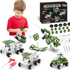 Building Toys for Boys Age 8-12,Erector Sets 4 Mini Army Vehicles Model,Metal Military Models Toys for Kids Ages 8 ,DIY Educational Birthday Gifts for Kids Boys 8 9 10 11 12-16 Years Old