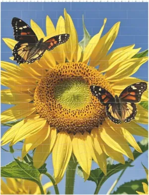Butterflys On The Sunflowers Building Block Puzzle Personalized Building Bricks for Adults Square Shaped Block Puzzle Building Valentine's Day Gifts for Home Decor Brick Puzzle
