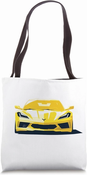 C8 Retro Accelerate Yellow Supercar Sportscar Vintage Design Tote Bag