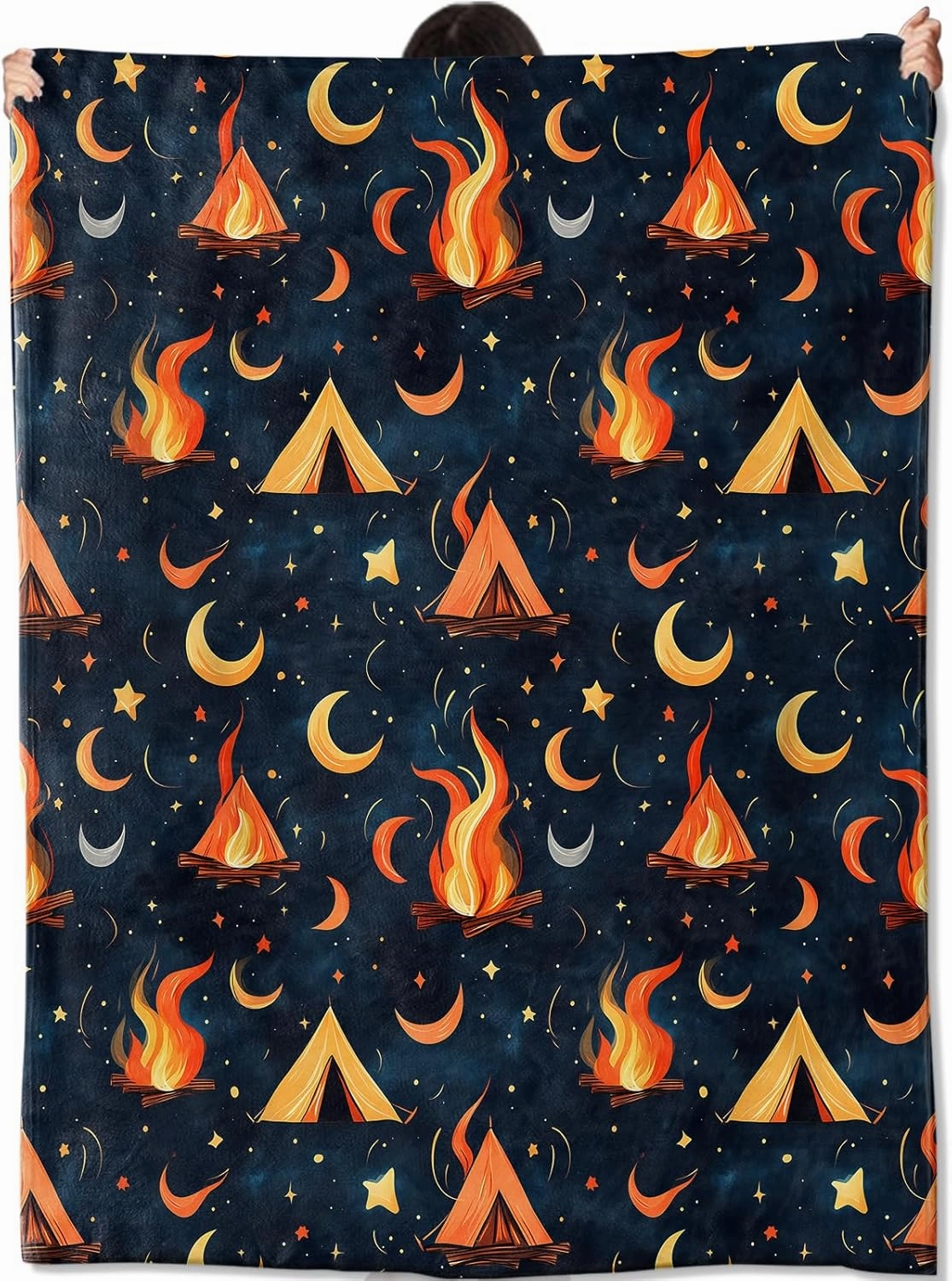 Campfire Blanket Gifts for Kids Women Adult Girls,Camping Adventure Deep Blue Throw Blankets,Soft Comfy Lightweight for Home Couch Bed Sofa Modern Decor,Starry Night Sky 50x60in