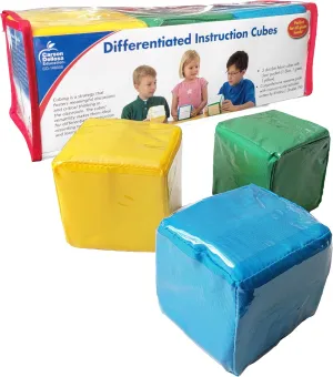 Carson Dellosa Differentiated Instruction Cubes, 3 Large Foam Classroom Pocket Dice with Cards, DIY Foam Picture Blocks with Clear Pockets for Kids, Educational Playing Game Dice, Ages 3 and Up