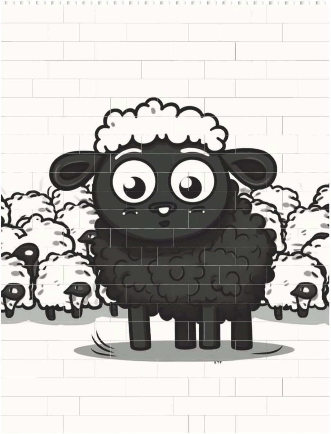 Cartoon Black White Sheep Building Block Puzzle Personalized Building Bricks for Adults Square Shaped Block Puzzle Building Brick Block Puzzles Valentine's Day Gifts for Home Decor Brick Puzzle