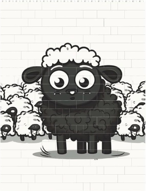 Cartoon Black White Sheep Building Block Puzzle Personalized Building Bricks for Adults Square Shaped Block Puzzle Building Brick Block Puzzles Valentine's Day Gifts for Home Decor Brick Puzzle