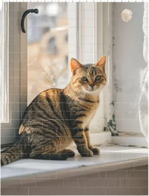 Cat Sitting On Windowsill Building Block Puzzle Personalized Building Bricks for Adults Square Shaped Block Puzzle Building Valentine's Day Gifts for Home Decor Brick Puzzle
