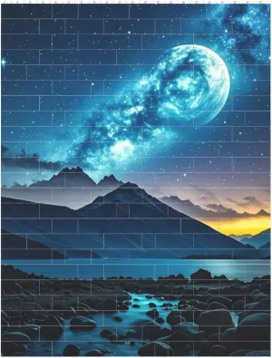 Celestial Night Sky Building Block Puzzle Personalized Building Bricks for Adults Square Shaped Block Puzzle Building Valentine's Day Gifts for Home Decor Brick Puzzle