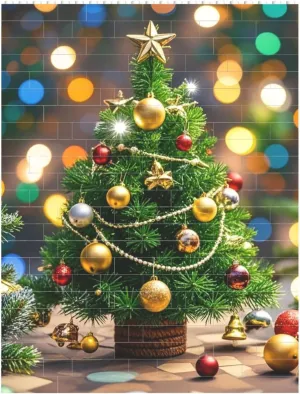 Christmas Tree and Bells Building Block Puzzle Personalized Building Bricks for Adults Block Puzzle Building DIY Brick Block Puzzles Valentine's Day Gifts for Home Decor Brick Puzzle