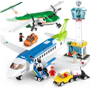 City Passenger Airplane Toy Building Set twith Passenger Airplane and Cargo Planes Gifts for Kids Boys Girls Age 6-12