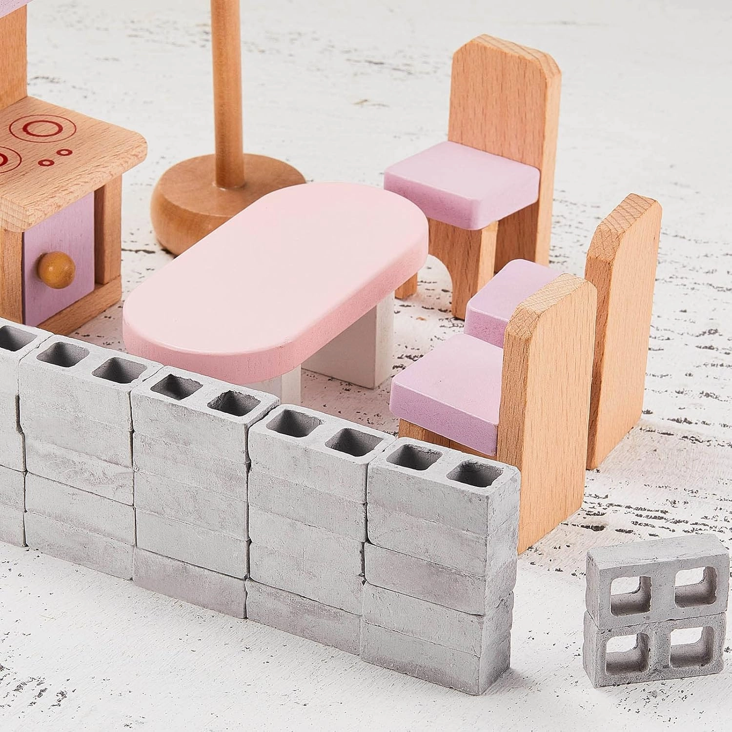 Civaner 80 Pcs Miniature 1/12 Scale Mini Bricks Concrete Tiny Dollhouse Accessories for Kitchen Garden Landscaping Model Architect Buildings DIY Construction Office Desk Toys Supplies (Gray-Square)