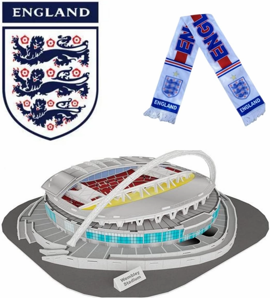 Classic Football Stadium Puzzle,3D Puzzle Soccer Club Venues,3D Paper Model Building Puzzle Kit, Soccer Stadium Souvenir Gift,Handmade Puzzle Ornaments，Cardboard Model (Wembley Stadium)
