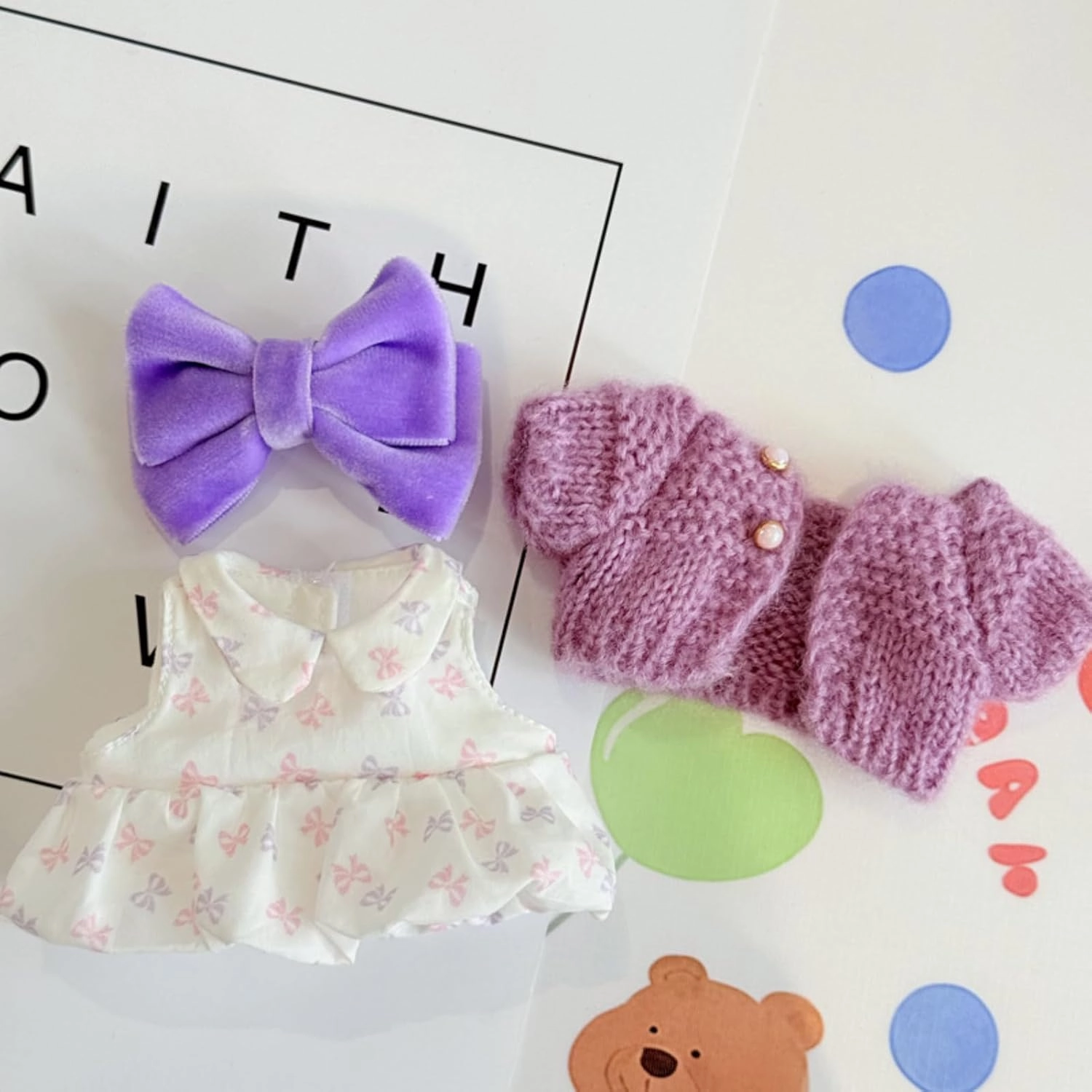 Clothes for Labub Cute Outfits for La BuBu Keychain Dolls,Kawaii Dress Up Clothing Kawaii Clothes for 17cm Labubus Plush Doll for Birthday Gifts (No Doll) (Purple)