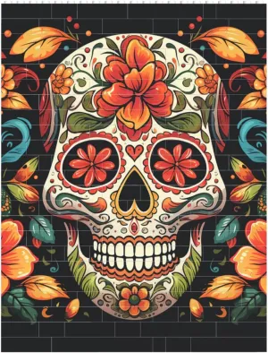 Colorful Sugar Skull Building Block Puzzle Personalized Building Bricks Block Puzzle Building Family Keepsake DIY Brick Block Puzzles Valentine's Day Gifts for Home Decor Brick Puzzle