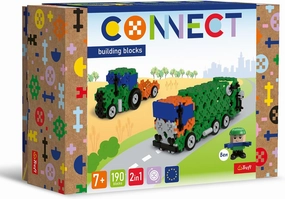 Connect Trefl 2-in-1 Construction Bricks - Garbage Truck/Tractor - 190 Pieces: 185 Bricks   5 Bricks Figure, for Adults and Children from 7 Years