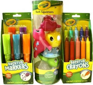 Crayola Bath Time Fun Bundle Including Bathtub Markers, Bathtub Crayons and Bath Squirters - Bring Creative Fun to Bath Time - Ages 3 