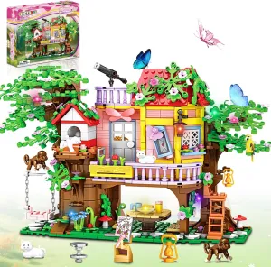 Creative Tree House Building Blocks Set, 840 PCS STEM Forest Treehouse Toy with Swing and Animals – Birthday Gifts for Boys and Girls Ages 6-12 