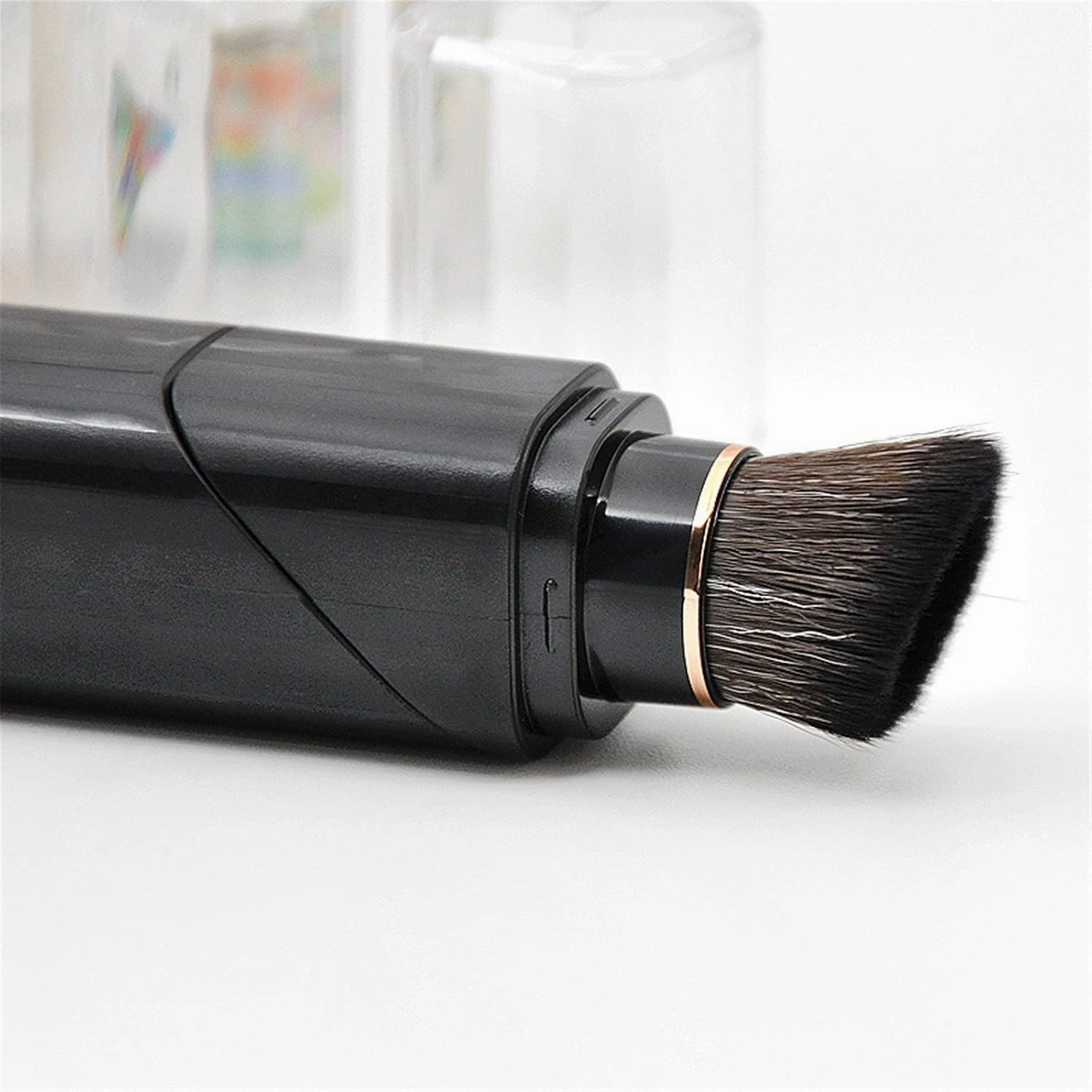 Cube 2 in 1 Double Head Powder Powder Blusher Brush Telescopic Portable Makeup Brush Fiber Hair Cosmetic Brush Two Brush(Blue)