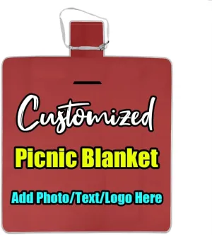 Customized Funny Picnic Blanket Mat Water Resistant, Design Your Own Picnic Blankets Large Outdoor Waterproof for Travel, Camping, Concerts, Park Brown 58.3 x 58.3 inch