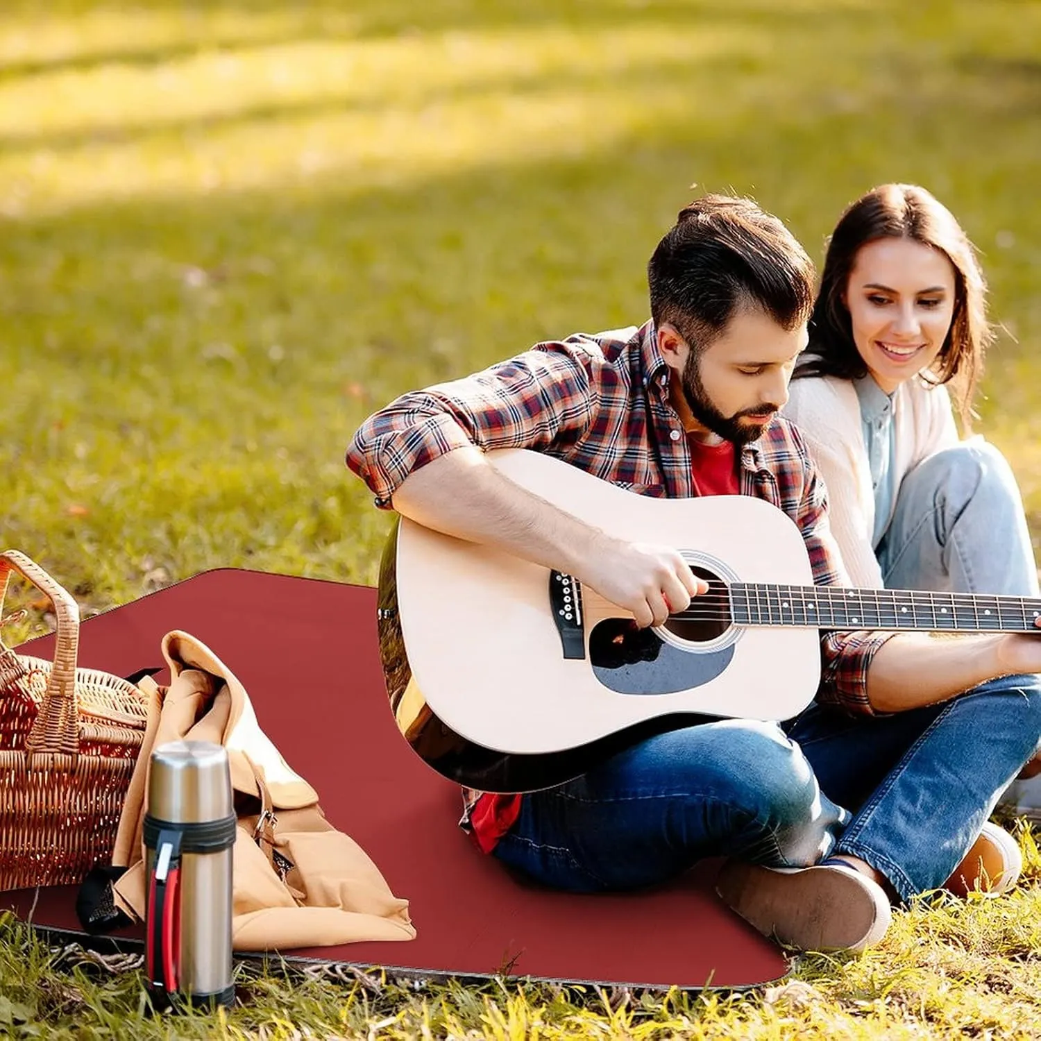 Customized Funny Picnic Blanket Mat Water Resistant, Design Your Own Picnic Blankets Large Outdoor Waterproof for Travel, Camping, Concerts, Park Brown 58.3 x 58.3 inch