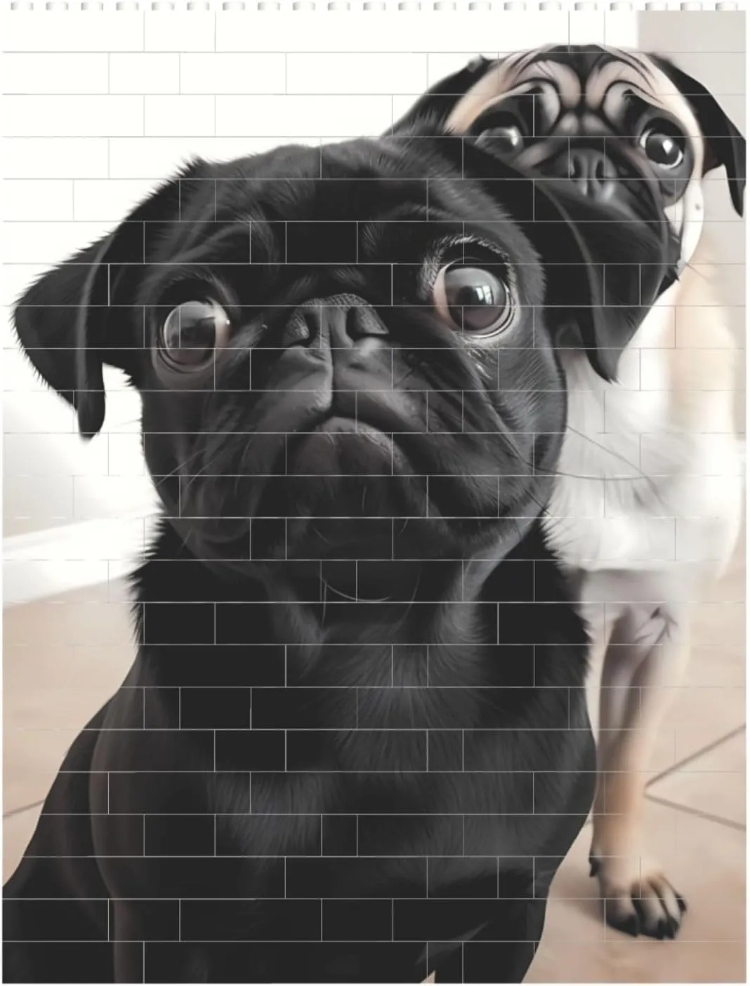 Cute Black Pug Dog Building Block Puzzle Personalized Building Bricks for Adults Block Puzzle Building DIY Brick Block Puzzles Valentine's Day Gifts for Home Decor Brick Puzzle