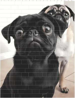 Cute Black Pug Dog Building Block Puzzle Personalized Building Bricks for Adults Block Puzzle Building DIY Brick Block Puzzles Valentine's Day Gifts for Home Decor Brick Puzzle