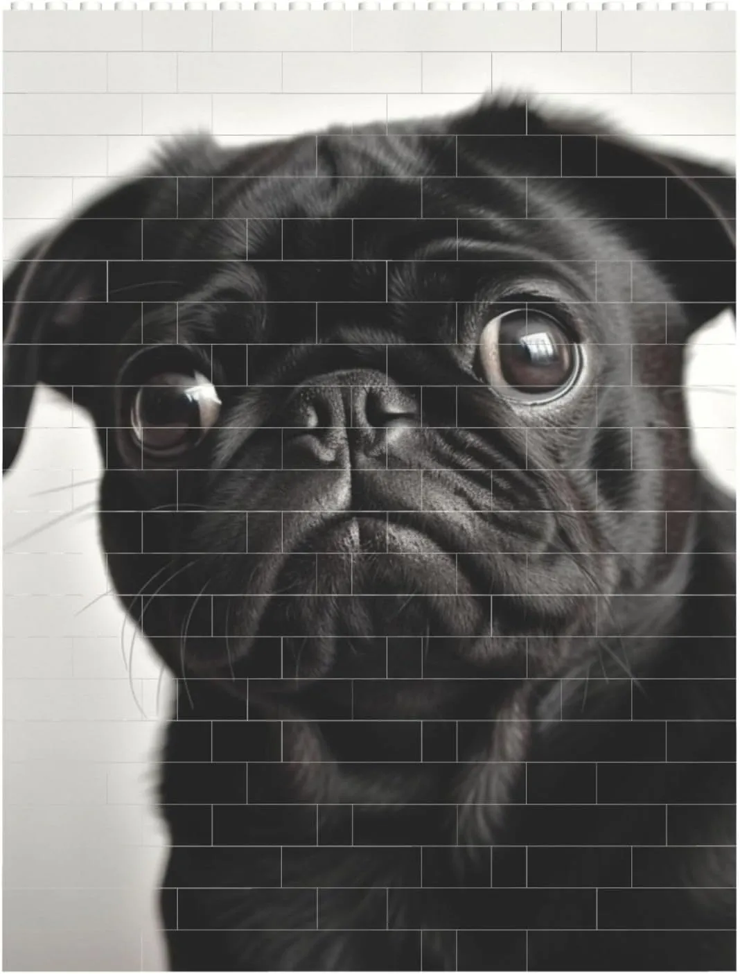 Cute Black Pug Dog Building Block Puzzle Personalized Building Bricks for Adults Square Shaped DIY Brick Block Puzzles Valentine's Day Gifts for Home Decor Brick Puzzle