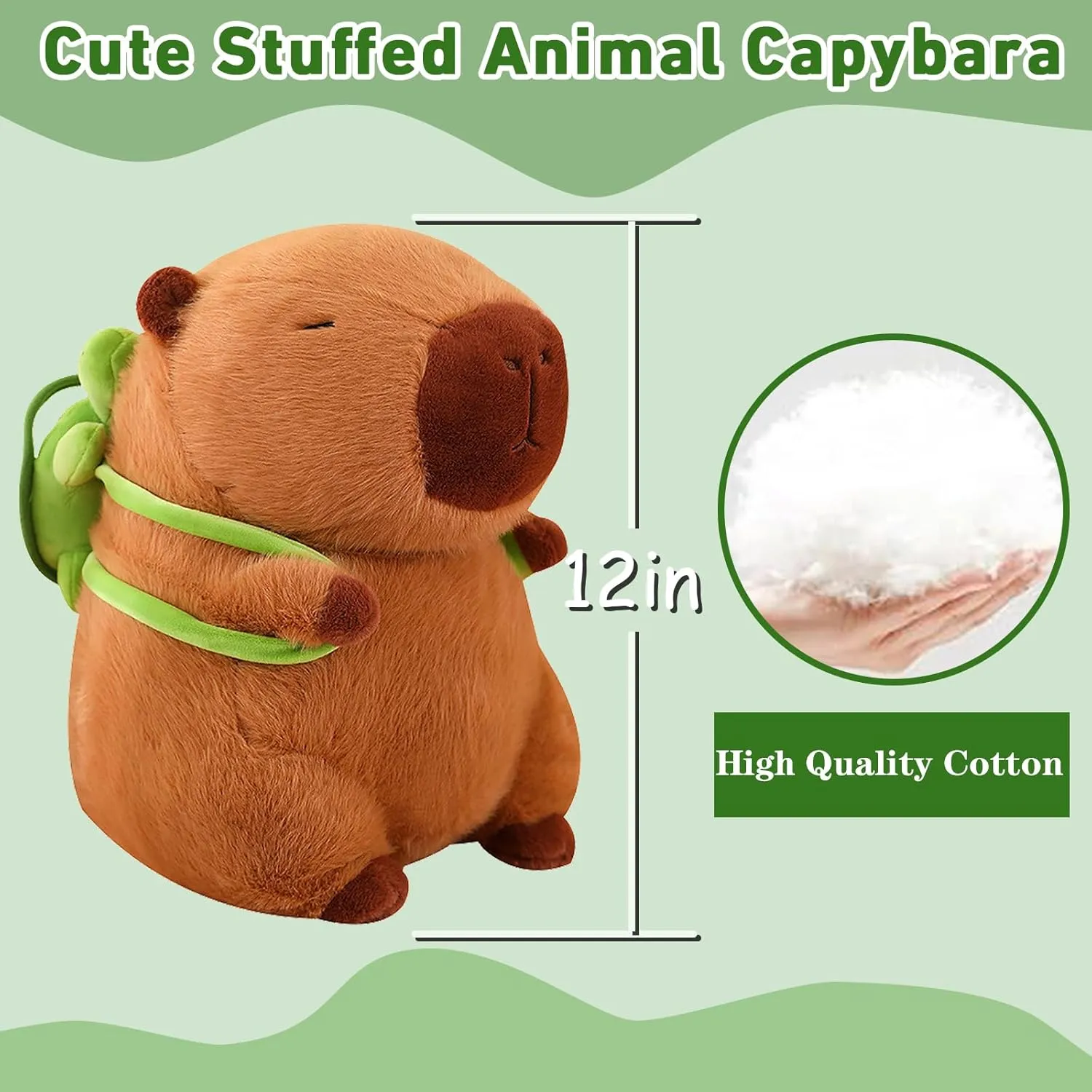 Cute Capybara Plush Kawaii Capybara Stuffed Animal with Turtle Backpack Capybara Plush Toy Capybara Doll Pillow Valentines Birthday Gift for Kids Boys Girls Adult 12 inch