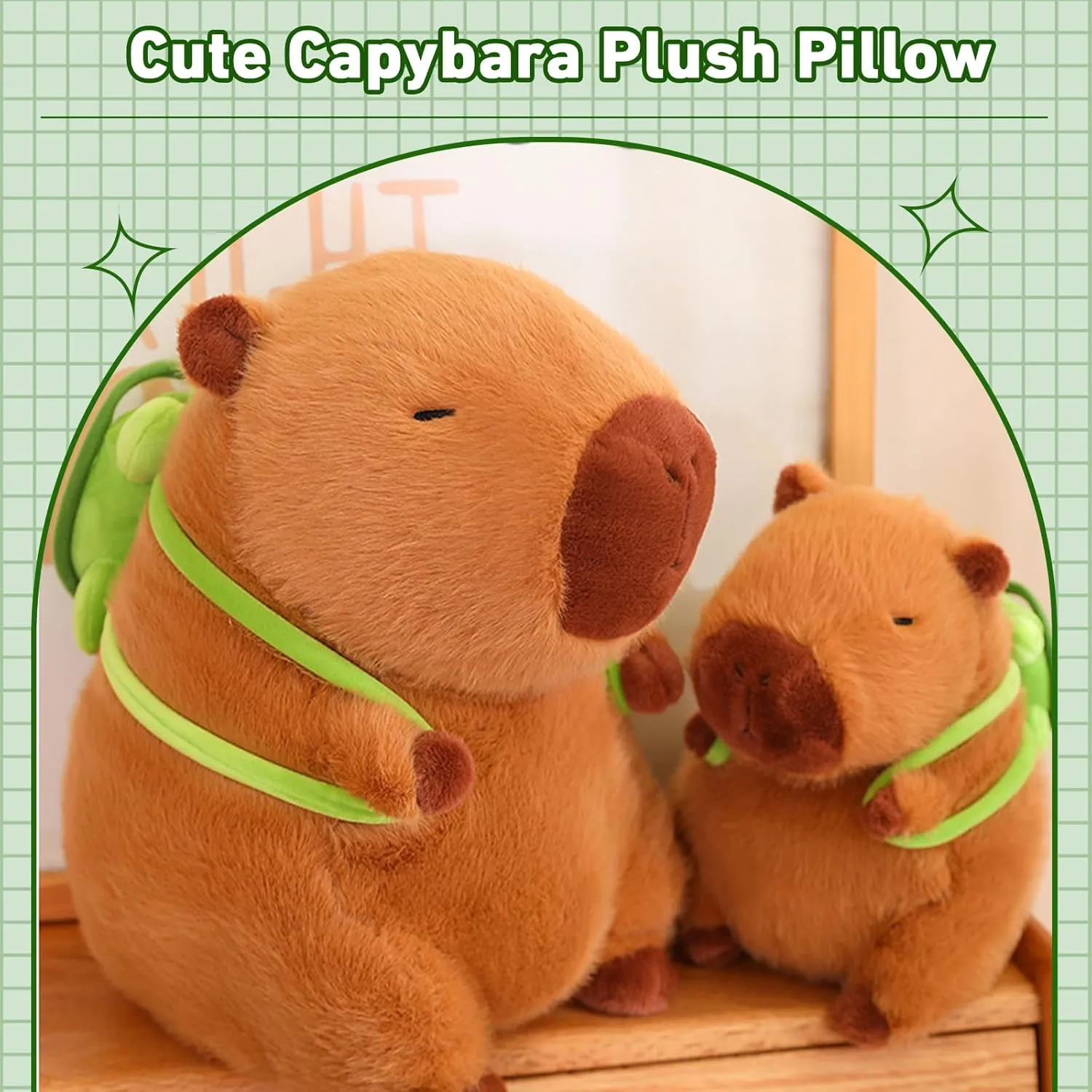 Cute Capybara Plush Kawaii Capybara Stuffed Animal with Turtle Backpack Capybara Plush Toy Capybara Doll Pillow Valentines Birthday Gift for Kids Boys Girls Adult 12 inch