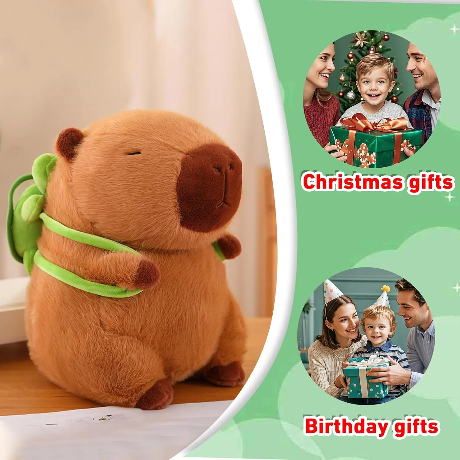 Cute Capybara Plush Kawaii Capybara Stuffed Animal with Turtle Backpack Capybara Plush Toy Capybara Doll Pillow Valentines Birthday Gift for Kids Boys Girls Adult 12 inch