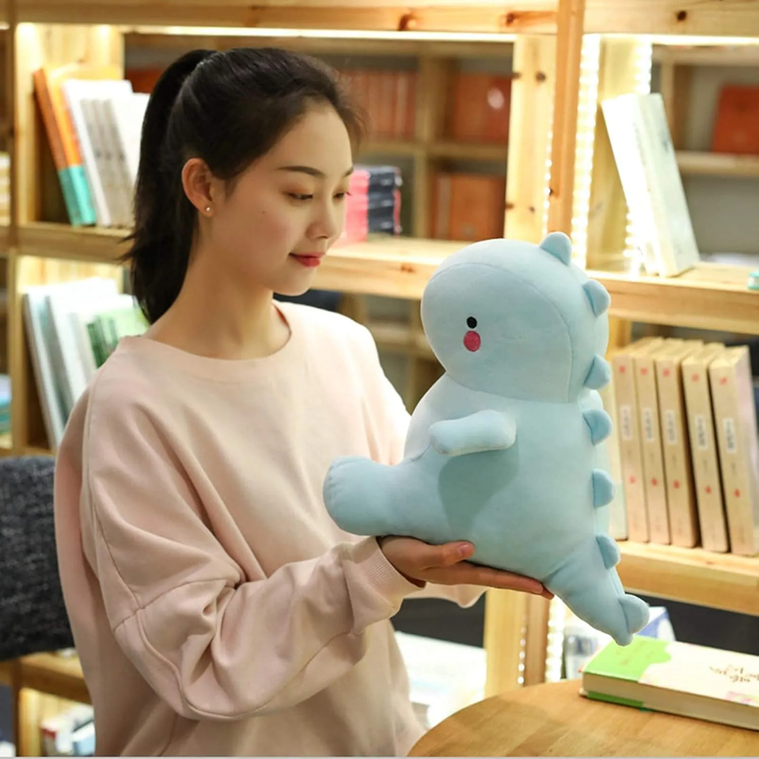 Cute Dinosaur Plush Toys, Fat Dinosaur Stuffed Dolls, Soft Animal Dino Plushie, Birthday Gifts for Kids Girls Boys Blue 12 inch