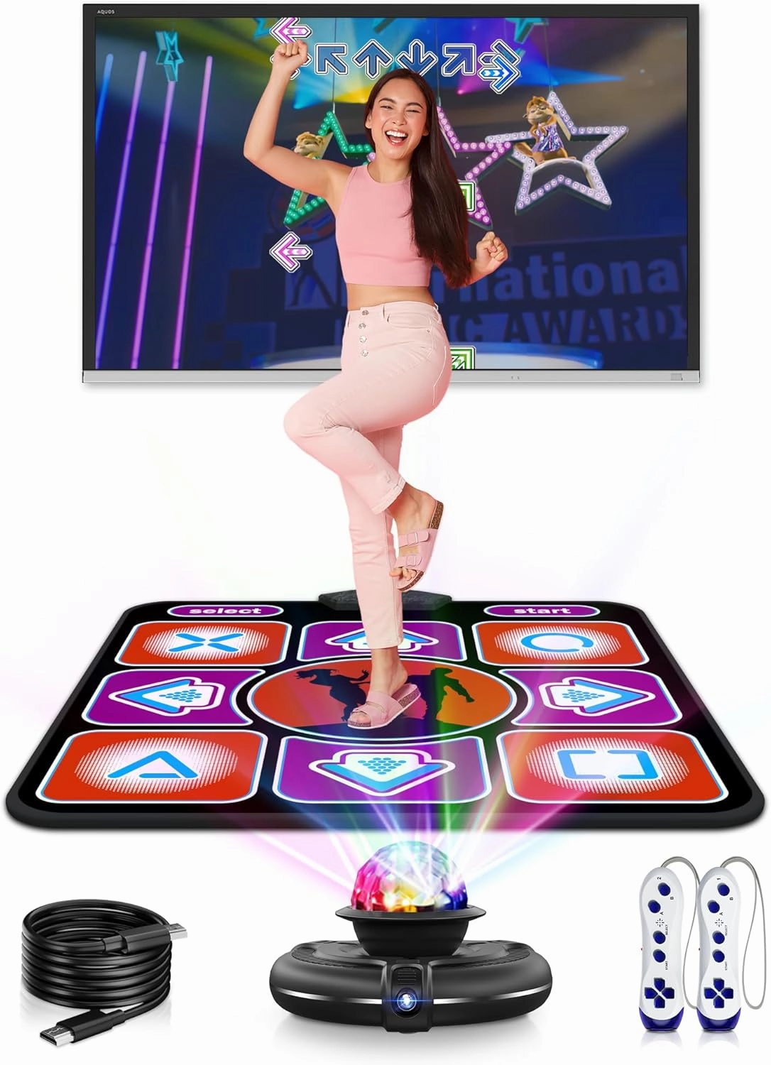 Dance Mat, Electronic Dance Mat for TV with Camera, Non-Slip Dance Mat for Girls, Birthday Gifts Dance Game Mat for Kids Adults Girls Boys (Black)