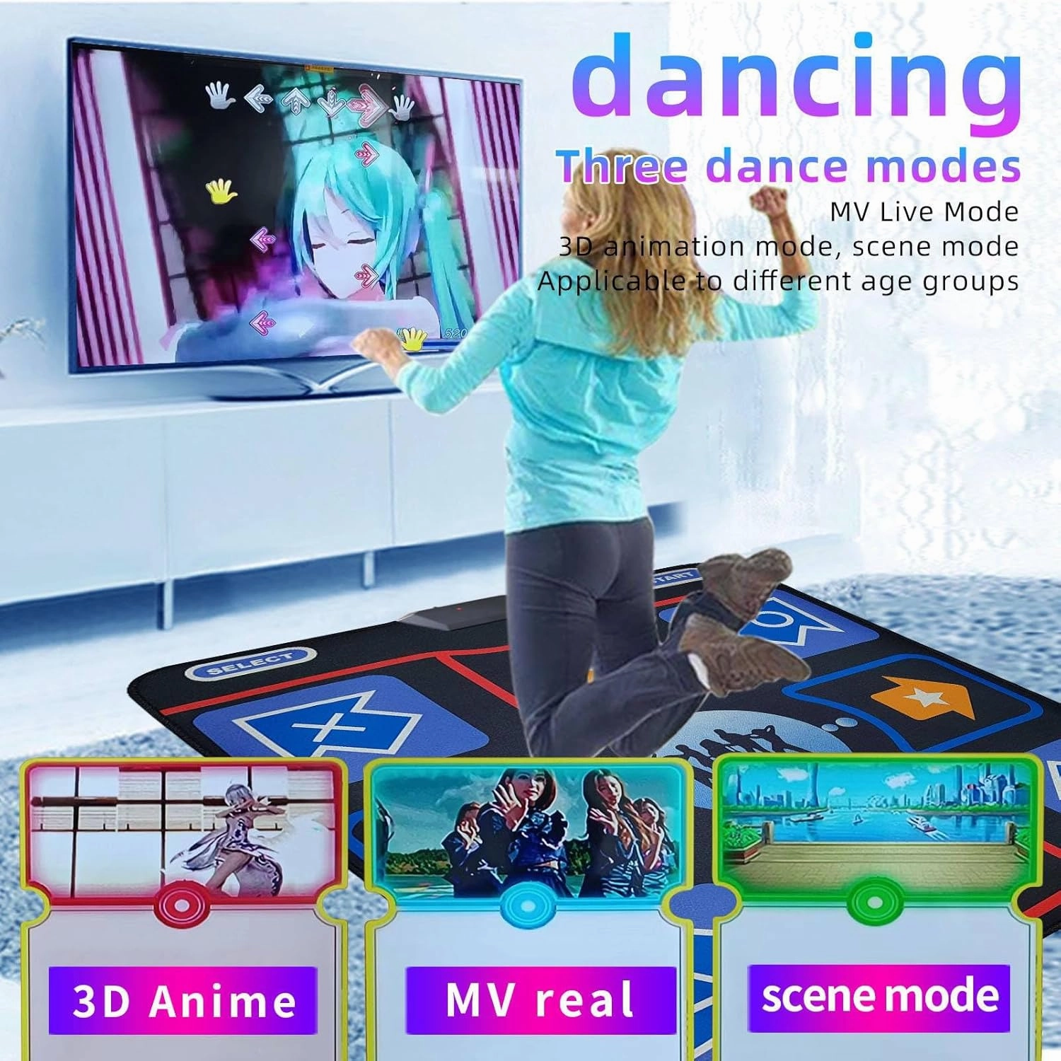 Dance Mat for Kids and Adults, Electronic Dance Pad for TV, Soft Dancing mat for Exercise & Games,Plug & Play,Birthday Gifts Ideas,Gifts for Girls & Boys Ages 3 ,Single mat