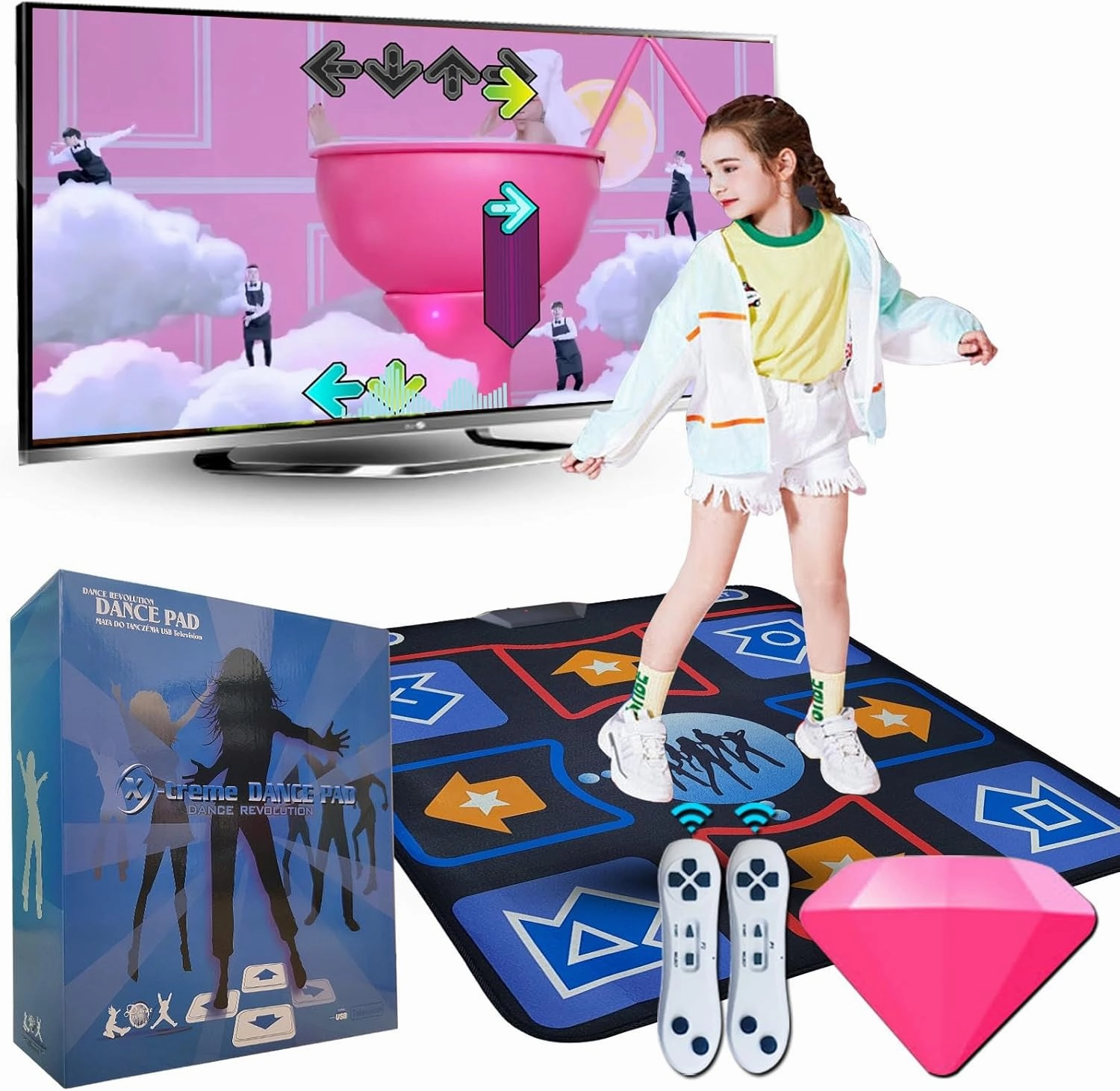 Dance Mat for Kids and Adults, Electronic Dance Pad for TV, Soft Dancing mat for Exercise & Games,Plug & Play,Birthday Gifts Ideas,Gifts for Girls & Boys Ages 3 ,Single mat