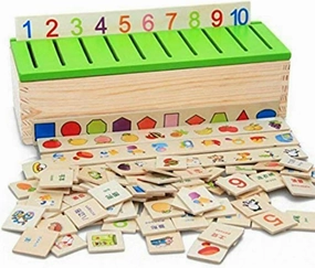 DANNI Montessori Multi-Function Knowledge Classification Box Children Digital Shape Fruit Animal Pattern Pairing Early Life Knowledge Wood Educational Toys