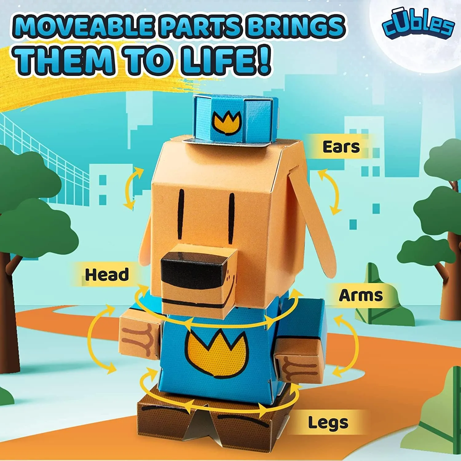 Dav Pilkey Dog Man Hero Gift Set Includes Officially Licensed Plush Book Characters, Cubles DogMan and Petey STEM Paper Craft Collectibles, and Flash Cards (Medium Dog Man Cuble Set)