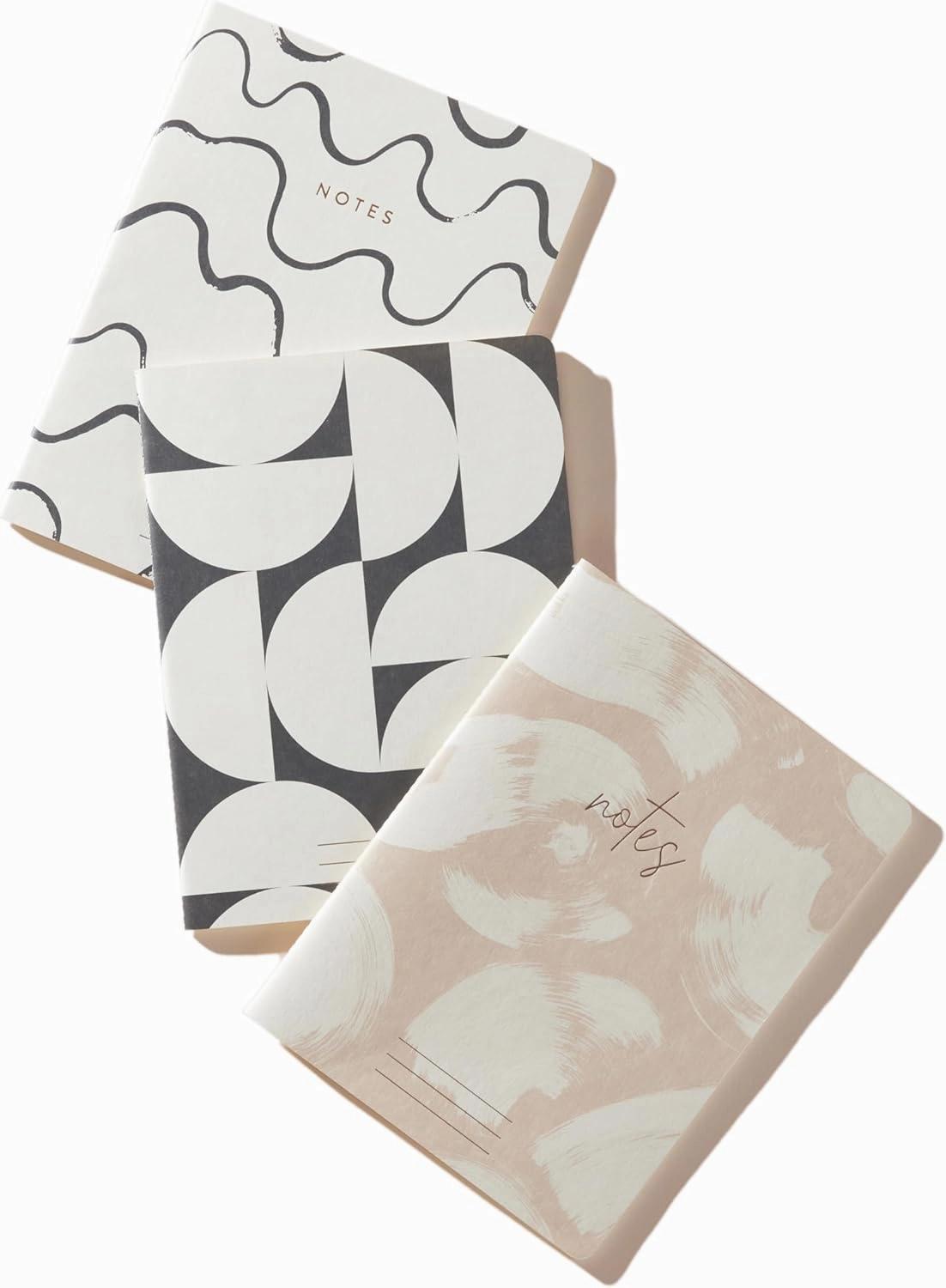 DesignWorks Ink Set Of 3 Coordinate Saddle Stitched Flex Notebooks, 6" X 8", Naturals